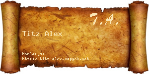 Titz Alex névjegykártya